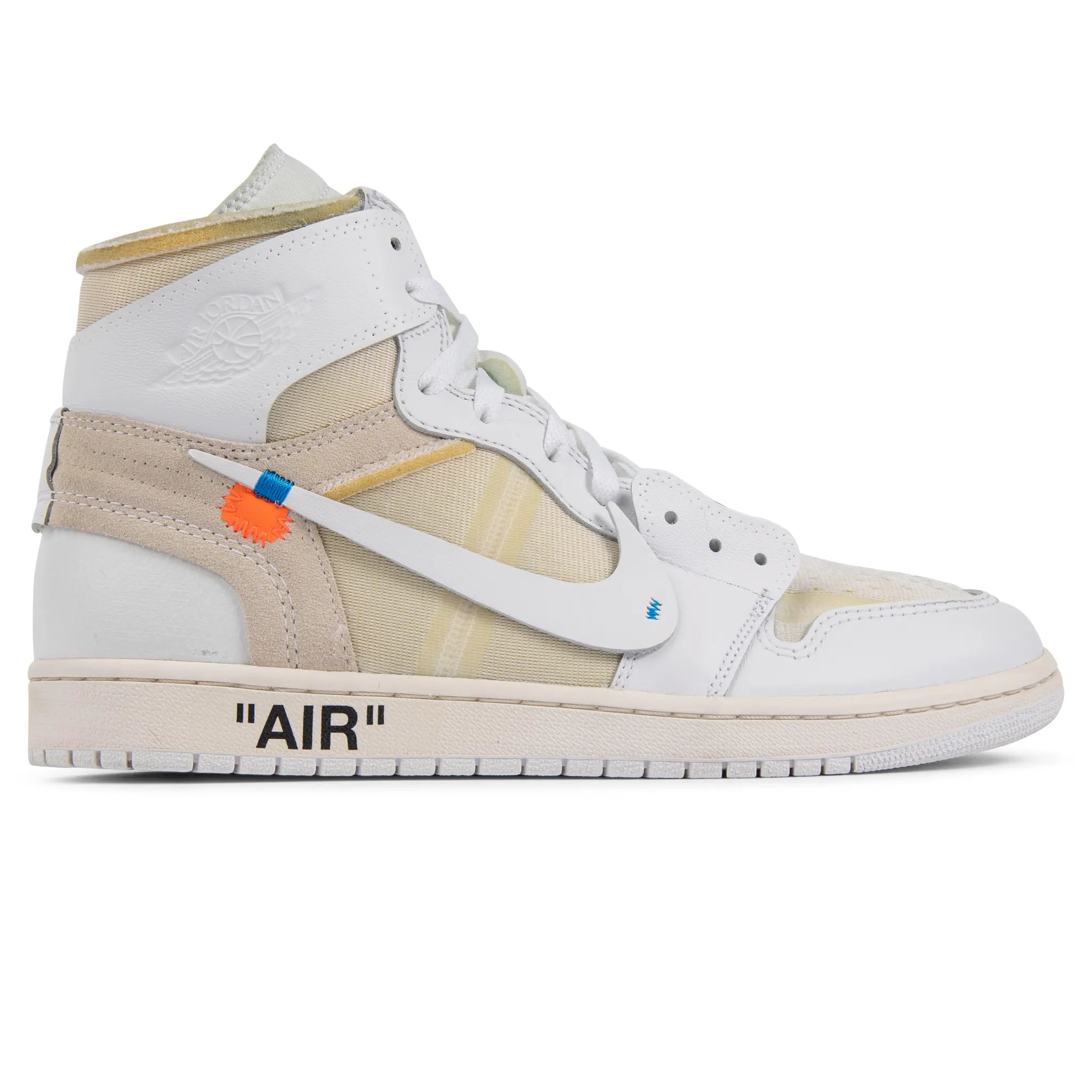 Side view of Preloved - Off-White x Air Jordan 1 Retro High OG White AQ0818-148